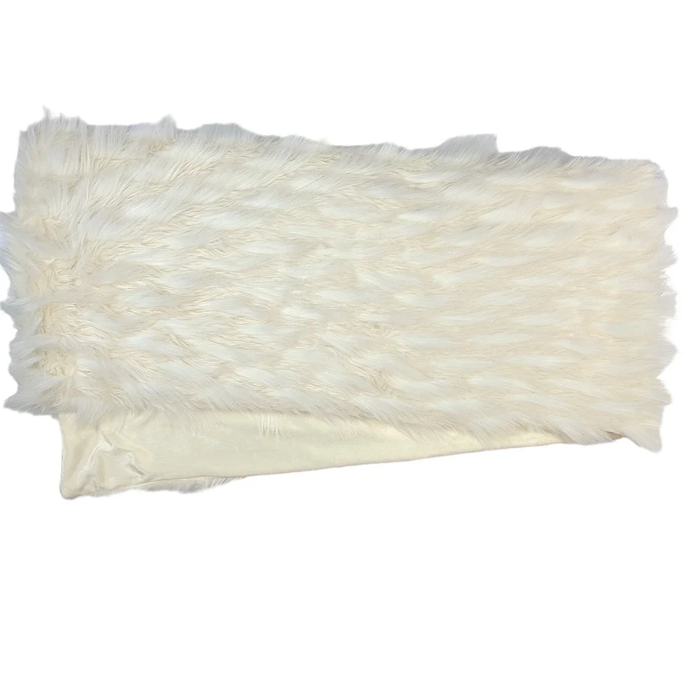 Tahari Home Faux Fur Table Runner Ivory Soft Luxury Cozy Chic